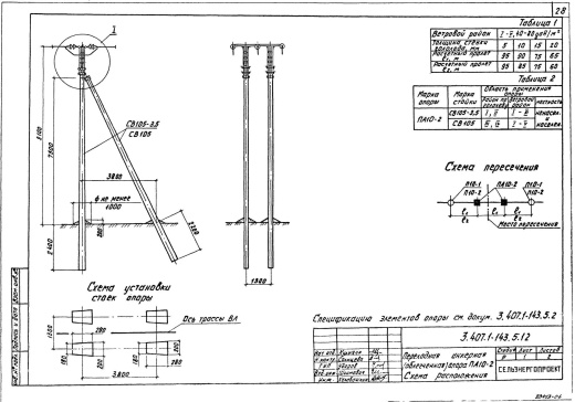 Переходная облегченная анкерная опора ПА10-2
